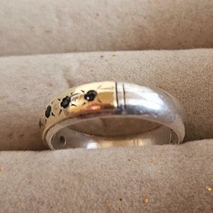 14k gold and sterling silver ring with six Sapphires. Size 8